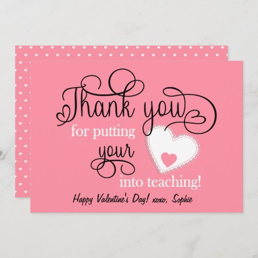 Zalmroze Valentijnsdag van leraar (Voorkant / Achterkant)