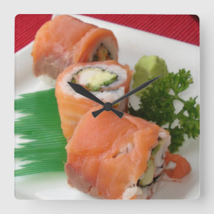 zalmsushi - rollen - foto vierkante klok
