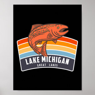 Zalmvissen in Lake Michigan Great Lakes Poster