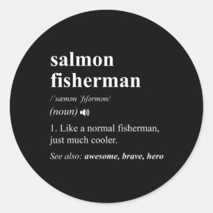 Zalmvisser Definitie Grappige Zalm Vissen Ronde Sticker