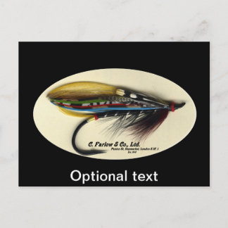 Zalmvlieg - Zwarte Doctor vedervleugel Briefkaart