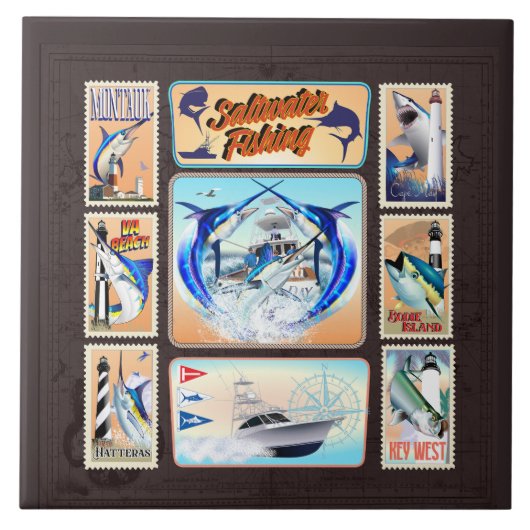 Zaltwater Vist vuurtoren Tegeltje (Voorkant)