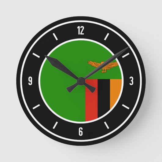 Zambia Flag Elegant Ronde Klok (Voorkant)