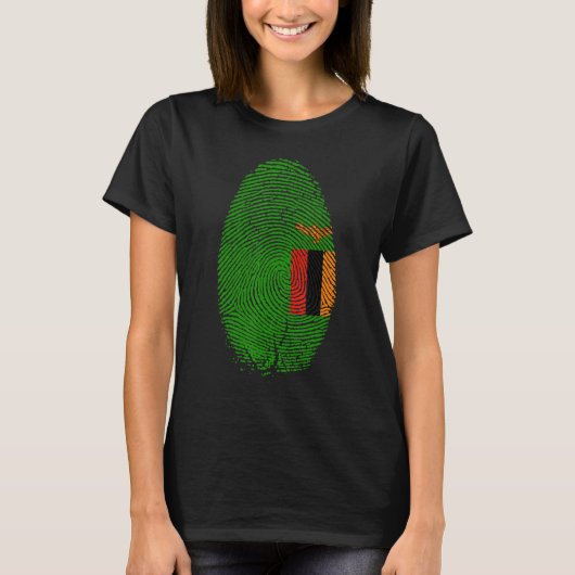 Zambia Flag Fingerprint Het staat in mijn DNA voor T-shirt (Voorkant)