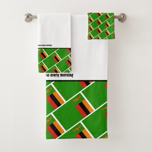 ZAMBIA FLAG Gepersonaliseerd scripts WHITE Zambian Bad Handdoek (Insitu)