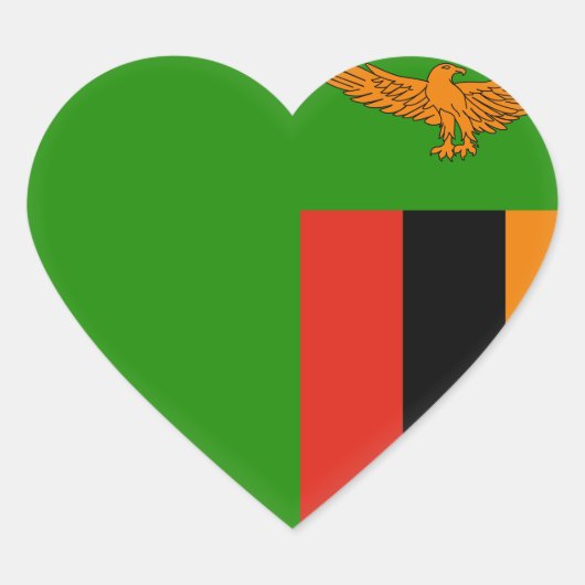 Zambia Flag Hart Sticker (Voorkant)