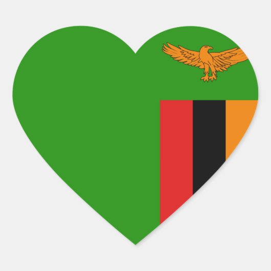Zambia Flag Heart Sticker (Voorkant)