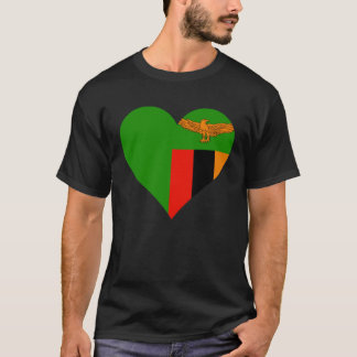 Zambia Flag Heart Zambia Love Zambia T-shirt