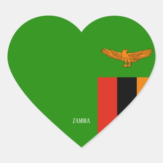 Zambia Flag Splendid Patriotic Hart Sticker (Voorkant)