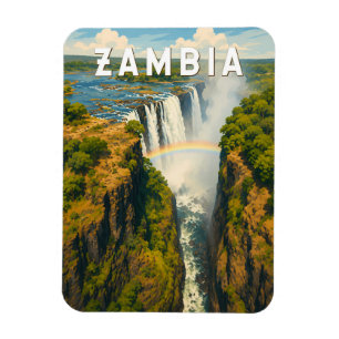 Zambia Illustratie Reis Kunst Vintage Magneet