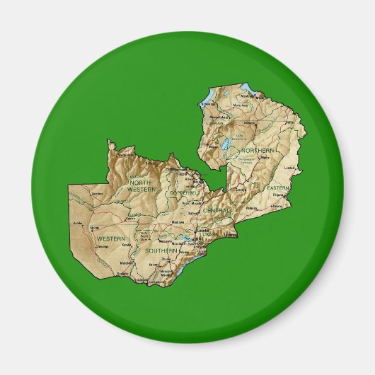 Zambia Kaartmagneet Magneet (Voorkant)