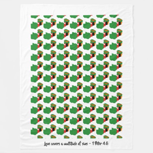 ZAMBIA MAP Christelijk Bedspreide Hoesje Throw Fleece Deken (Voorkant)