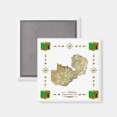 Zambia Map + Flags Magnet Magneet (Voorkant / Achterkant)