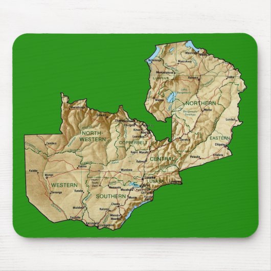 Zambia Map Mousepad Muismat (Voorkant)