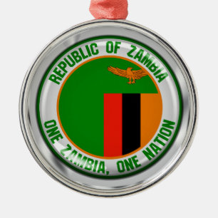 Zambia Round Emblem Metalen Ornament