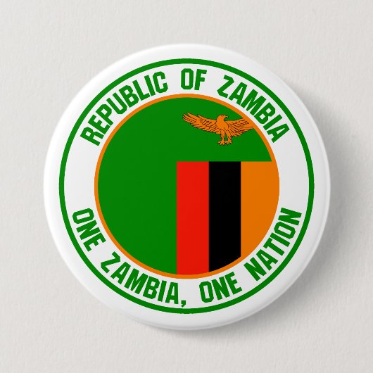 Zambia Round Emblem Ronde Button 7,6 Cm (Voorkant)