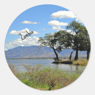 Zambia, schilderachtig landschapsfoto ronde sticker