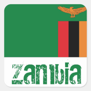 Zambia Vierkante Sticker