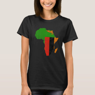Zambia Vlag Afrika Continent Silhouet Cadeau voor T-shirt