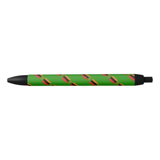 Zambia Vlag Balpen Zwarte Inkt Pen (Voorkant)
