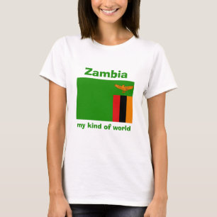 Zambia Vlag + Kaart + Tekst T-Shirt