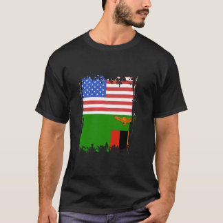 Zambia VS Amerika Amerikaans Oude Zambia Vlag Zamb T-shirt
