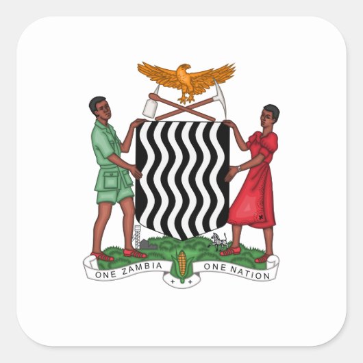 Zambiaans wapen, Zambia Vierkante Sticker (Voorkant)