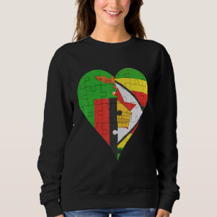 Zambian Zimbabwean Flag Heart Trui