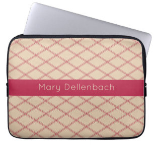 Zand Art Deco Patroon met Magenta Naam Streep Laptop Sleeve