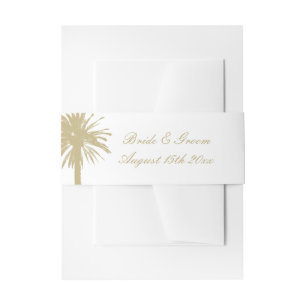 Zand beige kleur tropische palm boom strand bruilo uitnodigingen wikkel