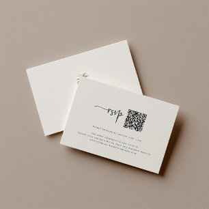 Zand Beige Strand Bruiloft QR Code RSVP Kaartje