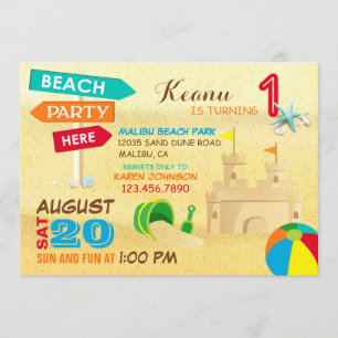 Zand Castle Beach Party Birthday Invitations Kaart