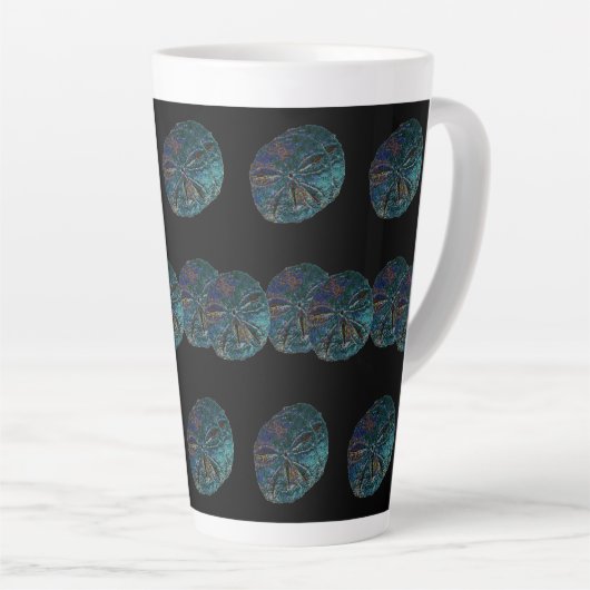 Zand Dollar Abstract Artsy Blauw Zwart Cadeau Favo Latte Mok (Rechterhoek)