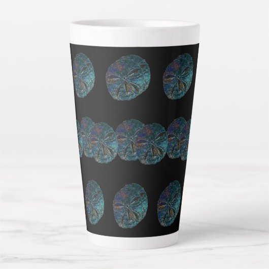 Zand Dollar Abstract Artsy Blauw Zwart Cadeau Favo Latte Mok (Voorkant)