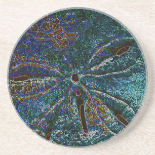 Zand Dollar Art Abstract Blauw Patroon Gift Favor Zandsteen Onderzetter