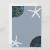 Zand Dollar Art Seashell Dusty Blue Beach Bruiloft Kaart (Achterkant)