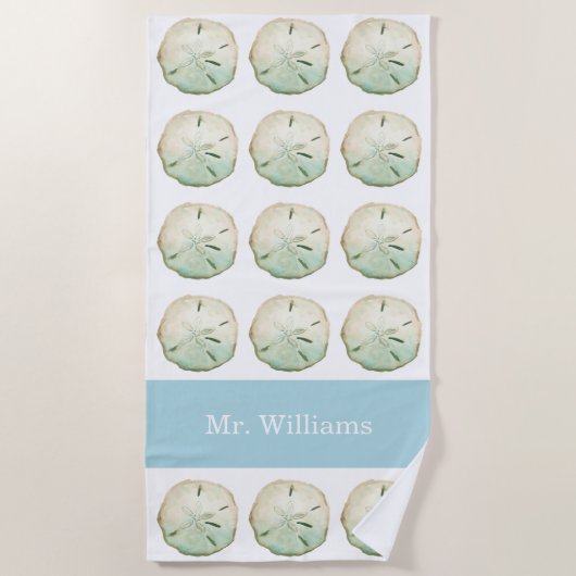 Zand Dollar Beach Aangepaste Mr. Naam Strandlaken (Voorkant)