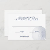 Zand Dollar Marine Blauw Bruiloft RSVP (Voorkant / Achterkant)