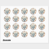 Zand Dollar Ocean Splash Zee Waterverf Bruiloft Ronde Sticker (Vel)