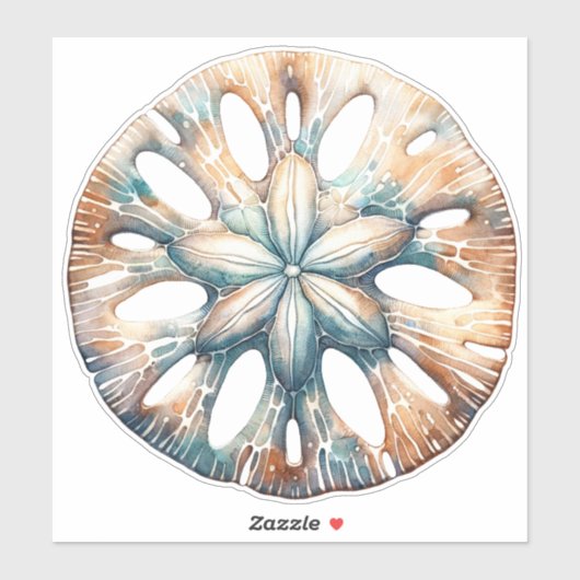 Zand Dollar Ocean Splash Zee Waterverf Bruiloft Sticker (Vel)