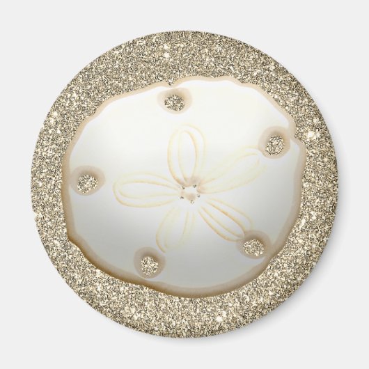 Zand dollar op strand met goudzand magneet (Voorkant)