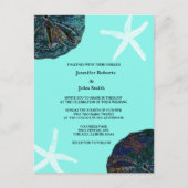 Zand Dollar Sea Shells Blauwgroen Abstract Strand  Uitnodiging Briefkaart (Voorkant)