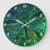 Zand Dollar Seashells Beach Abstract Blauw Groen Grote Klok (Voorkant)
