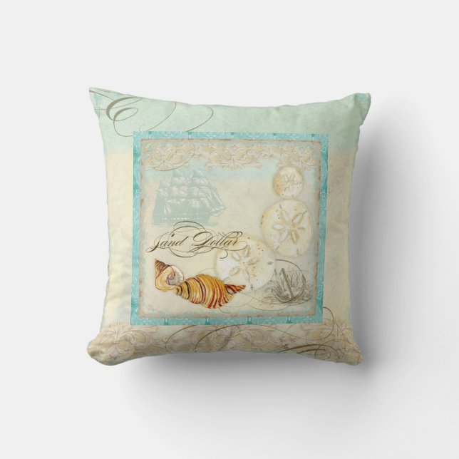 Zand Dollar Shell Kuststrand Home Decor Kussen (Voorkant)