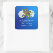 Zand Dollars Zeesterren Blauw Adres Envelop Afdich Vierkante Sticker (Tas)