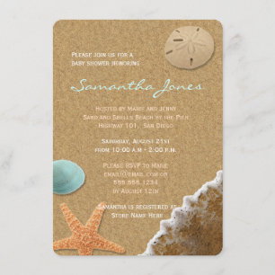 Zand en schelpdieren Aanhalen Baby shower Kaart