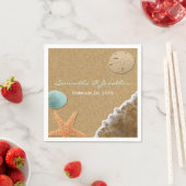 Zand en schelpen strand thema bruiloft servetten (Insitu)