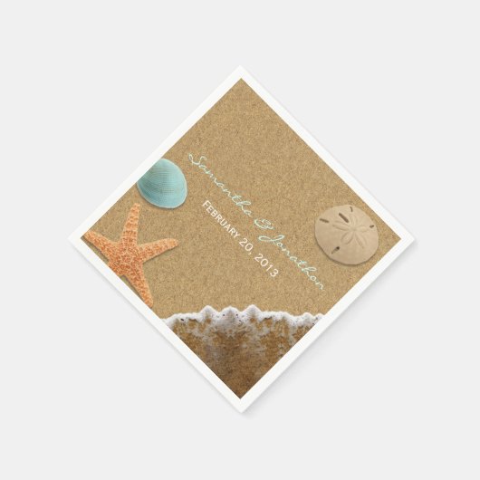 Zand en schelpen strand thema bruiloft servetten (Hoek)