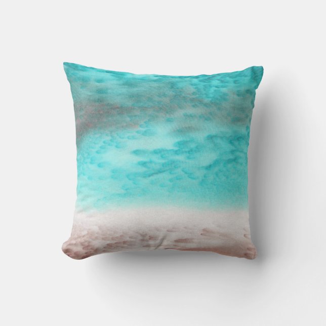 Zand en Seafoam Abstract Zijde Kussen (Voorkant)