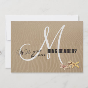 Zand en Starfish Beach Monogram Ring Bearer